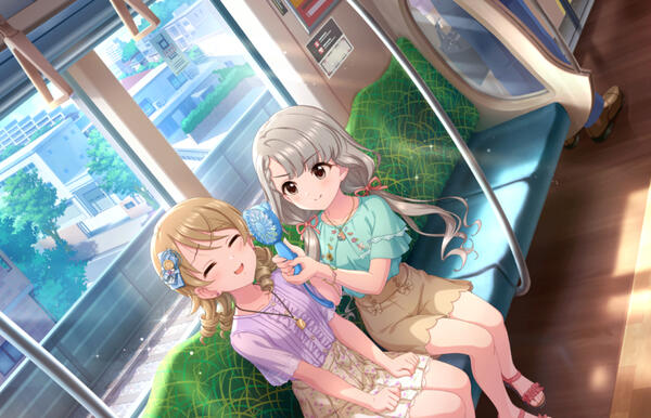 line sticker gif of akane nonohara, reads “hey hey, hey hey”
